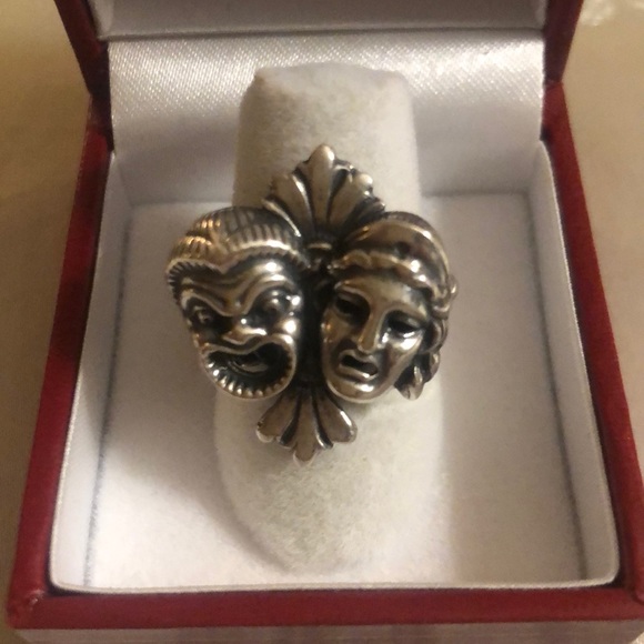 Cini Jewelry Vintage Cini Sterling Silver Drama Mask Ring Poshmark